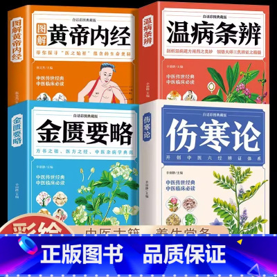 [正版]全4册 黄帝内经伤寒论温病条辨金匮要略 中医书籍大全彩图典藏版杂病论医药大全中草药中药养生原版全集基础理论入门