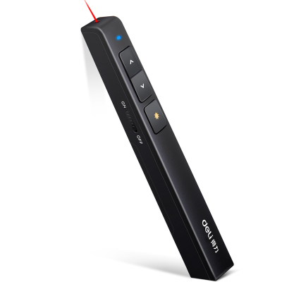 得力(deli)2802P激光笔100m控制翻页笔电子笔演讲笔PPT课件笔投影笔激光笔无线演示翻页器红光黑色