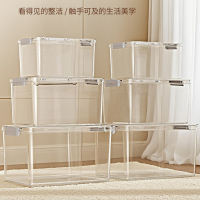 透明收纳箱手提家用加厚衣服玩具零食书本整理盒塑料储物筐L号