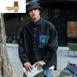 YANXUP白色日系复古衬衫男长袖宽松休闲青年男士衬衣外套潮