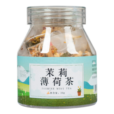 雅丽百花缘茉莉薄荷茶30g（10包*3g）瓶装三角包花茶茉莉花薄荷百合桂花菊花袋泡茶甘草茶