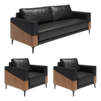 初嘉SF-D04办公沙发茶几组合商务会客区洽谈接待室沙发 西皮3+1+1