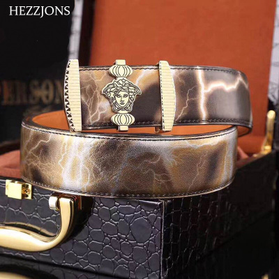 赫泽琼斯HEZZJONS私人订制手工上色皮带进口意大利环保牛皮腰带新款精钢扣潮男奢侈品皮带