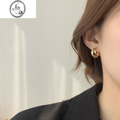 JiMi925银针ins个性耳圈百搭女冷淡风耳环韩国气质小众网红高级感耳饰