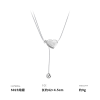 925纯银项链女锁骨链爱心圆珠流苏抽拉小众轻奢2025年新款送女朋友老婆情人节七夕生日礼物