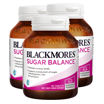 澳洲进口 BLACKMORES澳佳宝 血糖平衡片 片剂 90片 3瓶装 sugar balance 澳大利亚