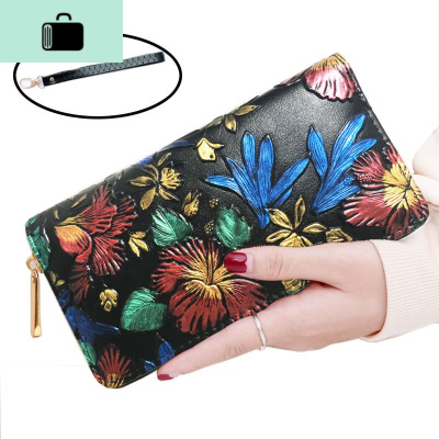 特价-钱包女欧美长款拉链复古压花手拿包大容量女手包手机包NEWLAKE女手包