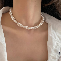 s925纯银施家珍珠锁骨链叠戴法式经典百搭轻奢项链女款毛衣链送女朋友老婆情人节七夕生日礼物