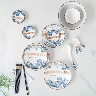 德铂艾丽娜餐具套装陶瓷碟碗勺筷22件套DEP-763