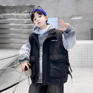 男童羽绒棉马甲秋冬新款保暖男孩坎肩加厚外穿儿童工装背心潮