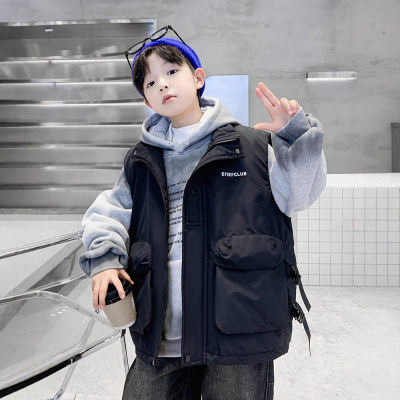 男童羽绒棉马甲秋冬新款保暖男孩坎肩加厚外穿儿童工装背心潮