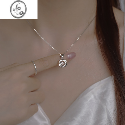 JiMi925银银跳动的心项链轻奢小众设计感气质精致锁骨链2023年新款潮