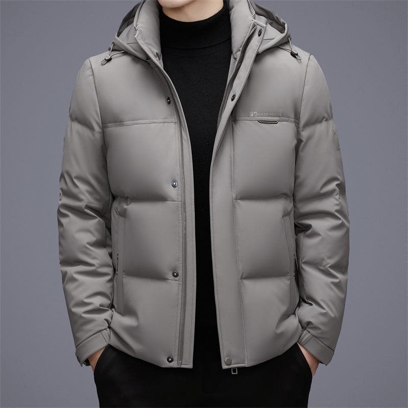 脱卸帽羽绒服冬季新款中年男士短款加厚羽绒服保暖白鸭绒羽绒外套