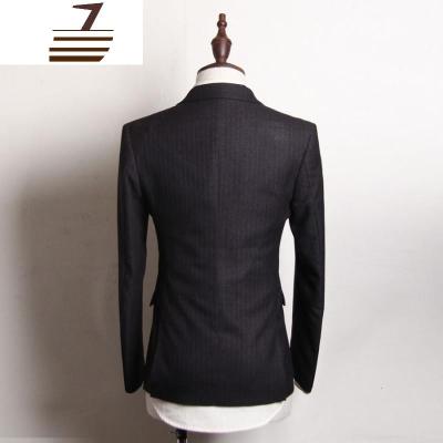 NEWLAKE双排扣西服套装男士三件套商务职业正装条纹西装修身新郎结婚礼服