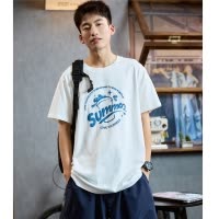 [1.5折价39元]唐狮夏季新款短袖T恤男前胸夏日感饮料图案潮牌休闲风上衣