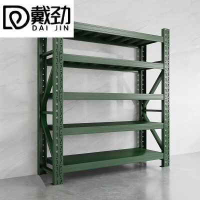 戴劲货架仓储库房储物架军绿色五层主架300kg/层重型200*80*250cm