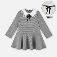 [直降价:69元]铅笔俱乐部童装年秋装新款女童连衣裙中大童千鸟格学院风裙子
