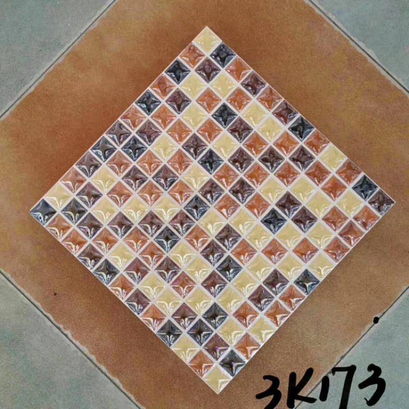 仿马赛克瓷砖 地砖彩色 马赛克正方形格子背景墙砖厨房卫生间地砖壹德
