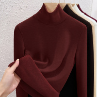 德绒高领打底衫女内搭高领冬季加绒加厚蚕丝羊绒发热女士保暖上衣