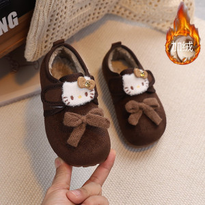 KT蝴蝶结洋气女童勃肯鞋新款秋冬儿童小童女宝加绒软底公主鞋