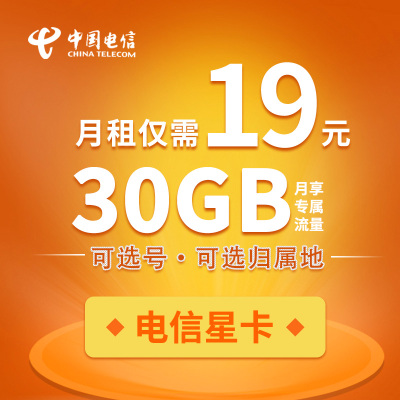 电信19元流量卡 电信流量卡 中国电信星卡流量卡手机卡 流量卡4g全国