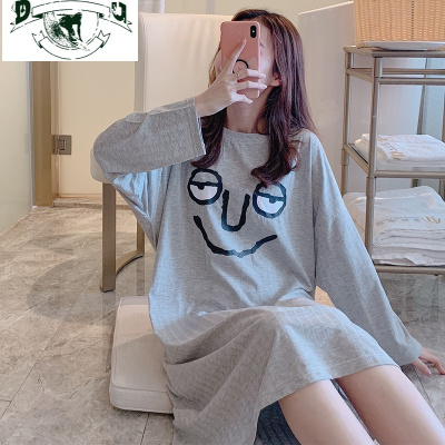 HLCOMAN春秋睡衣女秋季长袖睡裙棉宽松夏可爱韩版学生冬家居服卡通古脸