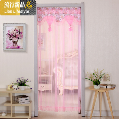 夏天免打孔装饰帘纱帘蕾丝隔断帘客厅薄沙欧式软沙家用防蚊挂布 三维工匠窗帘