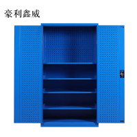 豪利鑫威工具柜加厚铁皮储物柜工厂车间用带抽屉汽修多功能收纳柜通门带网柜蓝色