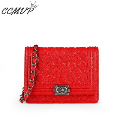 CCMVP品牌自营质量保证-CCMVP休闲品牌夏天小女夏季新款潮软皮斜挎迷你菱格链条小单肩