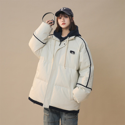 男装秋冬季新款男士假两件棉服男女同款潮牌保暖棉衣外套休闲棉袄