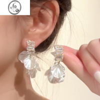 JiMi法式超仙贝壳锆石耳环蚊香盘耳夹小众设计轻奢高级感耳钉耳饰女夏