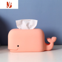 三维工匠儿童卡通可爱纸巾盒卧室桌面防摔可水洗抽纸收纳盒创意硅胶网红 粉色鲸鱼(硅胶材质)