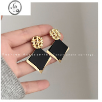 JiMi黑色几何轻奢无耳洞耳夹女夸张高级感气质小众设计感法式复古耳饰