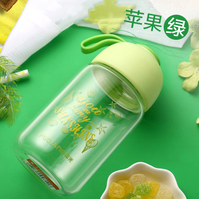 富光（FGA）玻璃杯女便携可爱小巧水杯透明防烫水杯清新可爱学生杯子绿色340毫升