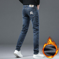 JEEP SPIRIT冬季加绒加厚牛仔裤男轻奢品牌弹力宽松直筒保暖棉裤