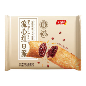 千味央厨流心红豆风味派酥脆口感软糯香甜薄厚均匀金黄酥皮330g
