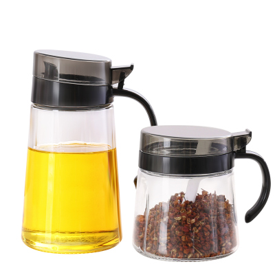 欣美雅厨房用品玻璃透明调料盒盐罐醋壶酱油瓶调味罐不挂油防漏家用油壶罐子收纳盒调味瓶倒油神器油壶+调味罐+勺子组合套装