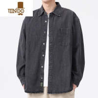 YANXU牛仔外套男感痞帅青少年潮牌复古工装长袖衬衫式夹克男款