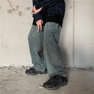 婕秘春季韩国ins原宿复古风ulzzang街头直筒阔腿休闲牛仔裤男女长裤潮