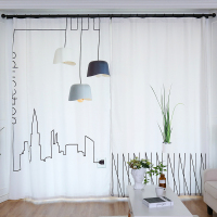 北欧风简约半遮光植物窗帘客厅卧室清新自然风透光落地窗简约现代