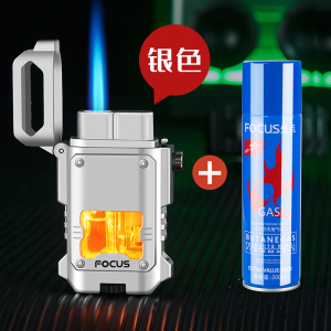 透明防风充气打火机创意LED发光可视气仓个性金属点烟器送男友潮