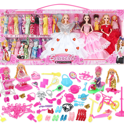 换装洋娃娃套装娃娃大礼盒婚纱女孩生日爱莎公主安娜儿童玩具88CM礼盒D01款(6个公65CM礼盒A01款(4个公主)