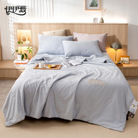 伊伊爱 羽毛原棉日式提花朴染大豆防螨夏被