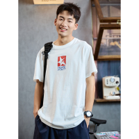 [2.5折价46元]唐狮夏新款短袖T恤男前胸小图案休闲时尚印花圆领半袖上衣