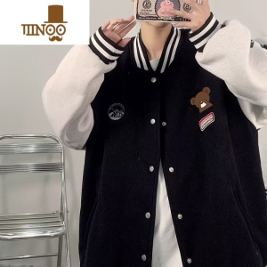YANXU小熊棒球服男生2023年新款初中高中学生宽松韩版夹克休闲外套