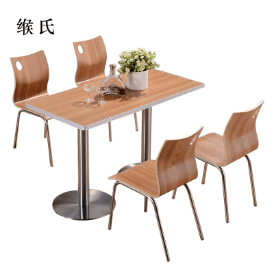 缑氏连锁快餐店桌椅简约肯德基汉堡店餐桌柚木色桌椅1200*600*750