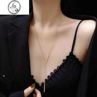 JiMiDANIKA 欧美精致长款Y字项链2023年新款女小众设计感金毛衣链