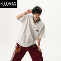 HLCOMAN美式复古字母印花短袖男女夏季潮牌宽松休闲T恤情侣半袖