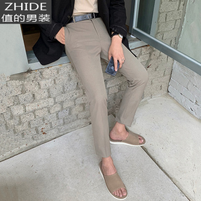 SUNTEKMRCYC休闲长裤男士韩版潮流百搭修身九分小脚裤夏季薄款西裤子西裤