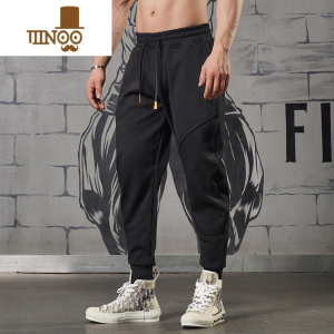 YANXU运动长裤男收口宽松美式篮球束脚休闲卫裤跑步训练健身裤子